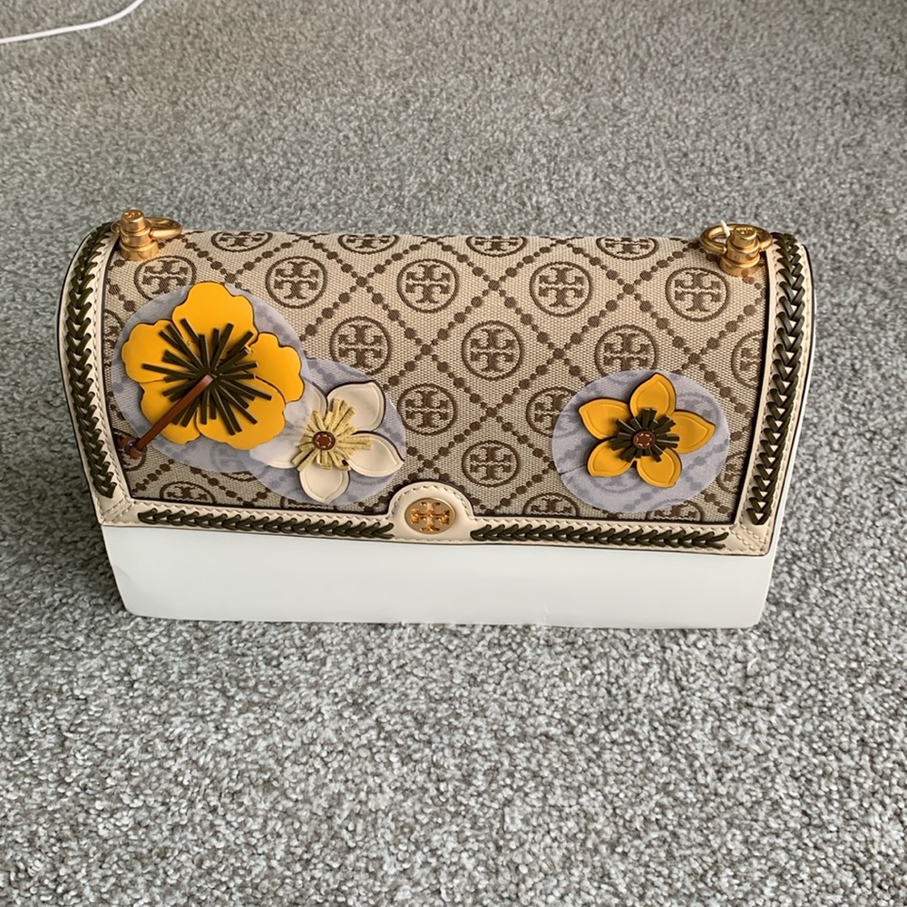 NWT in original packaging Tory Burch T monogram Braided Floral Shoulder Bag$748 - Picture 8 of 11